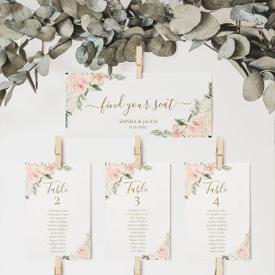 Pink Floral Hanging Seating Chart Welcome Header