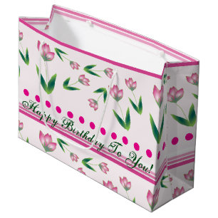 Pink Floral Happy Birthday Bag
