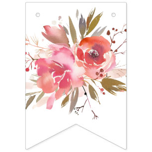pink floral, happy birthday, BUNNING BANNER