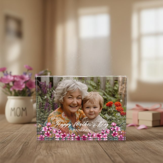 Pink Floral Happy Mother’s Day Grandma  Photo Block (Creator Uploaded)