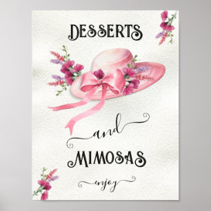 Pink floral Hat Derby Bridal Shower Table Signs