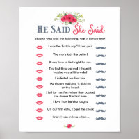 Pink Floral He Said She Said Game