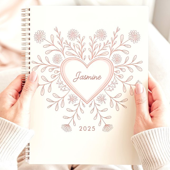 Pink Floral Heart 2025 Custom Name Planner (Creator Uploaded)