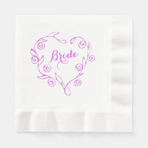 Pink Floral Heart Bridal Shower Napkin