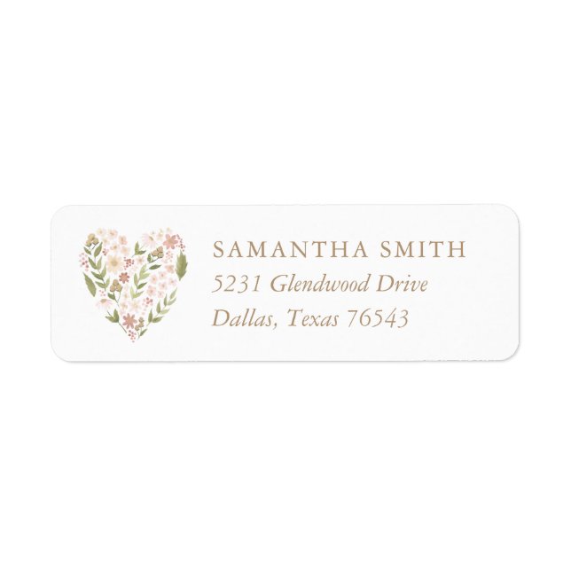 Pink Floral Heart Girl Baby Shower Return Address (Front)