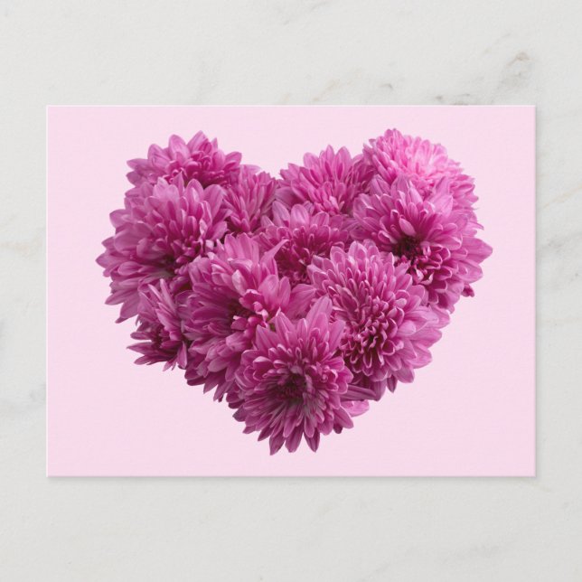 Pink Floral Heart Postcard (Front)