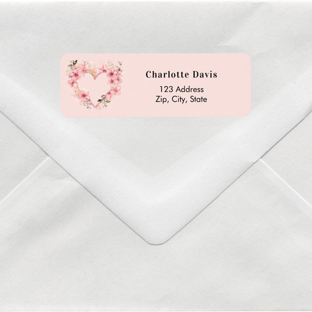 Pink floral heart return address  (Creator Uploaded)