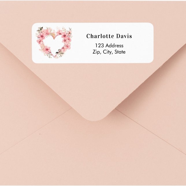 Pink floral heart return address  (Creator Uploaded)