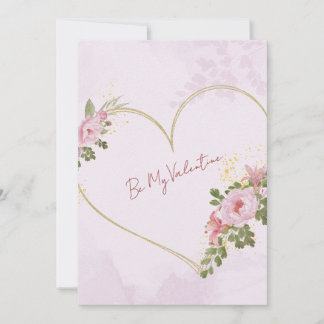 Pink Floral Heart Valentine Card