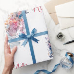 Pink Floral Heart  Wedding/Shower Congratulations  Wrapping Paper<br><div class="desc">Gorgeous pink and blue floral heart with a bride and groom,  also personalised with bride and groom's names.
Designed for bridal shower or wedding,  anniversary and the like.</div>