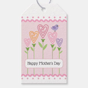 Pink Floral Hearts Mothers Day Gift Tags