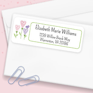 Pink Floral Hearts Return Address