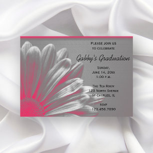 Pink Floral Highlights Graduation Party Invitation