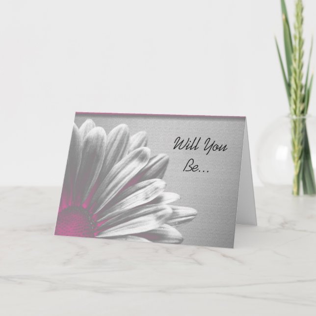 Pink Floral Highlights Will You Be My Bridesmaid Invitation (Front)