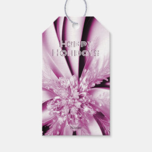 Pink Floral Holiday Christmas Gift Tag