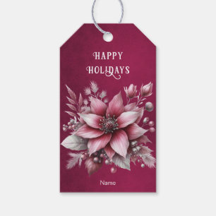 Pink Floral Holiday Gift Tag