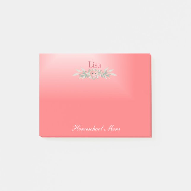 Pink Floral Homeschool Mum Post-it Notes (Front)