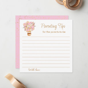 Pink Floral Hot Air Balloon Parents Tips Card