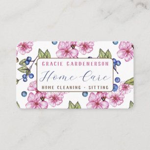 Pink Floral House Sitter Business Card