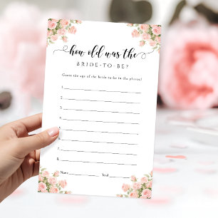 Pink Floral How Old Summer Bridal Shower Game