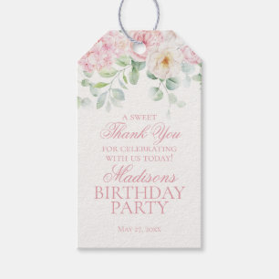 Pink Floral Hydrangea Botanical Birthday Favours Gift Tags