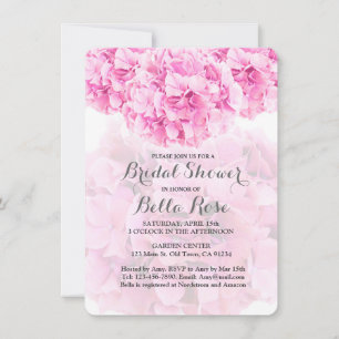 Pink Floral Hydrangea Bridal Shower invitations