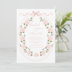 Pink Floral Hydrangea Elegant Bridal Shower  Invitation