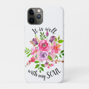 Pink Floral Inspirational It Is Well With My Soul Case-Mate iPhone Case