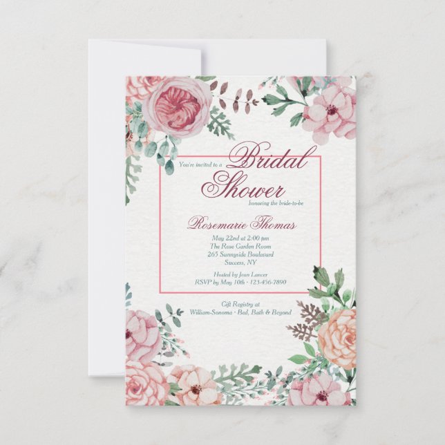 Pink Floral Invitation (Front)