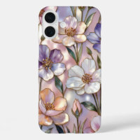 Pink Floral iPhone Case Stained Glass Elegant
