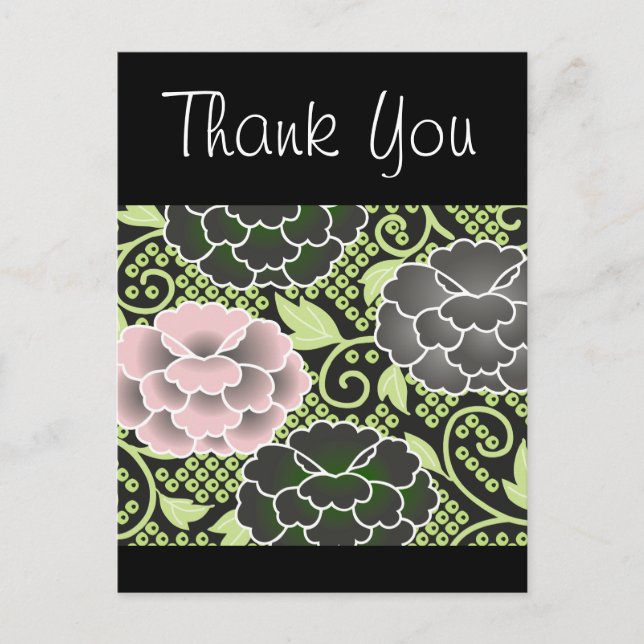 Pink Floral Japanese Kimono Pattern Postcard (Front)