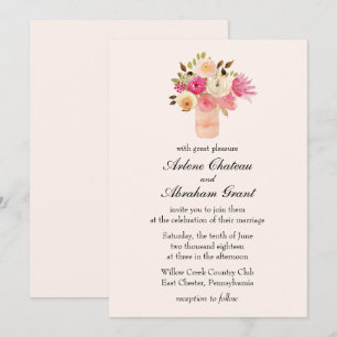 Pink Floral Joy Wedding Invitation