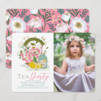 Pink Floral Kettle Lemon Tea Party Girl Birthday