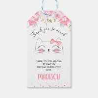 Pink Floral Kitten Face Birthday Thank You