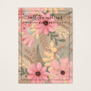 Pink Floral Kraft Multiple Necklace Display Card