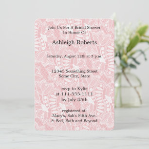 Pink Floral Lace Bridal Shower Invitation