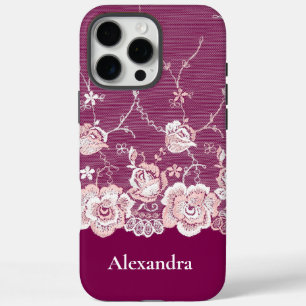 Pink Floral Lace iPhone 16 Pro Max Case