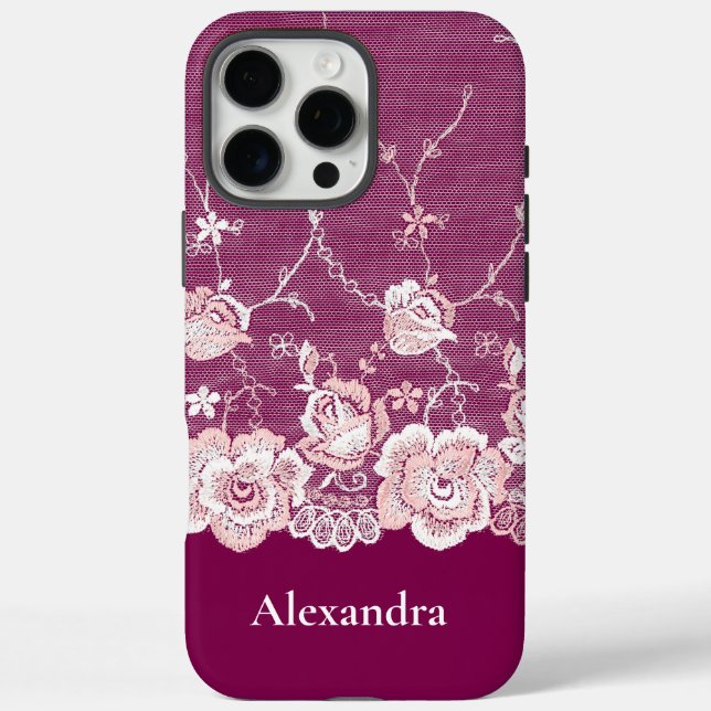 Pink Floral Lace Case-Mate iPhone Case (Back)