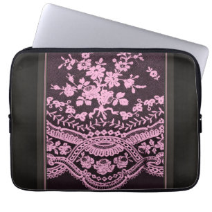 Pink Floral Lace Laptop Sleeve