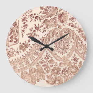 Pink Floral Lace Large Clock