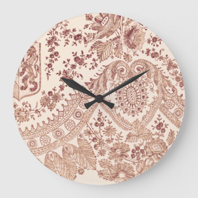 Pink Floral Lace Large Clock (Front)