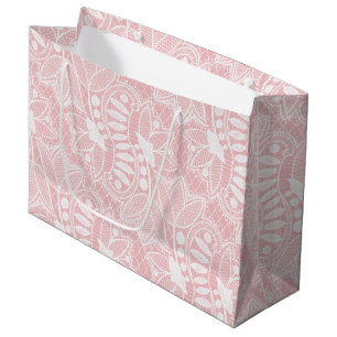Pink Floral Lace Large Gift Bag