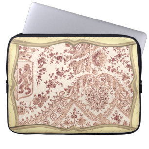 Pink Floral Lace With Roses Laptop Sleeve