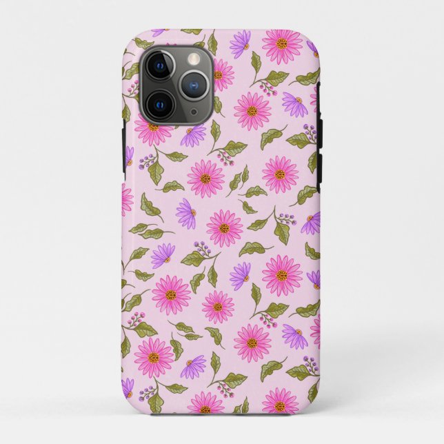 Pink Floral Lacy Daisy iPhone Case (Back)