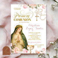 Pink Floral Lady of Guadalupe Primera Comunion Inv