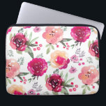 Pink Floral Laptop Sleeve<br><div class="desc">============ ABOUT THIS DESIGN ============ Shades of pink flowers and leaves pattern on a laptop sleeve makes a stunning fashion statement. ADD your name, your initial, any wording or add photo to customise for yourself or give as a gift. MATCHING iPhone case and iPad case available. Perfect for a birthday...</div>