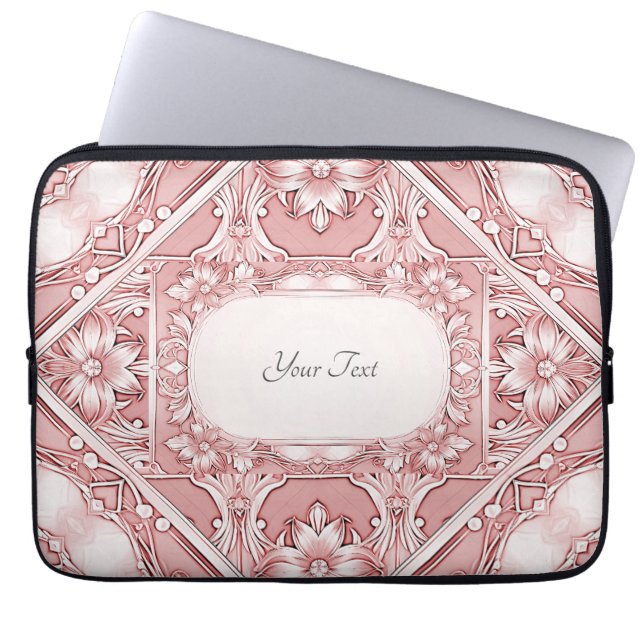 Pink Floral Laptop Sleeve (Front)