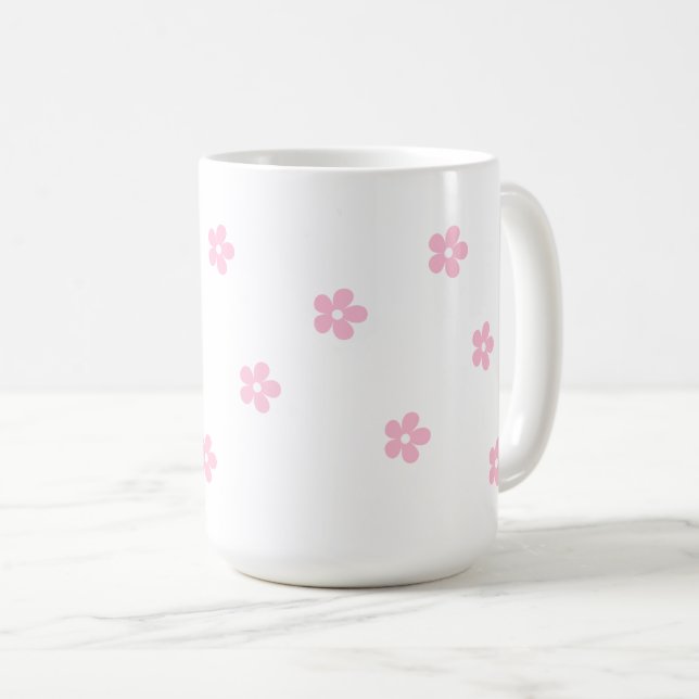 Pink Floral Large Mug (Front Right)