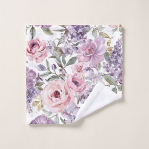 Pink Floral Lavender Rose Watercolor Purple Flower Wash Cloth