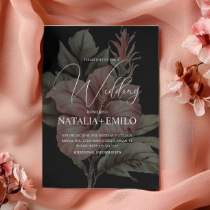 Pink Floral Layered Plant Wedding Invitation